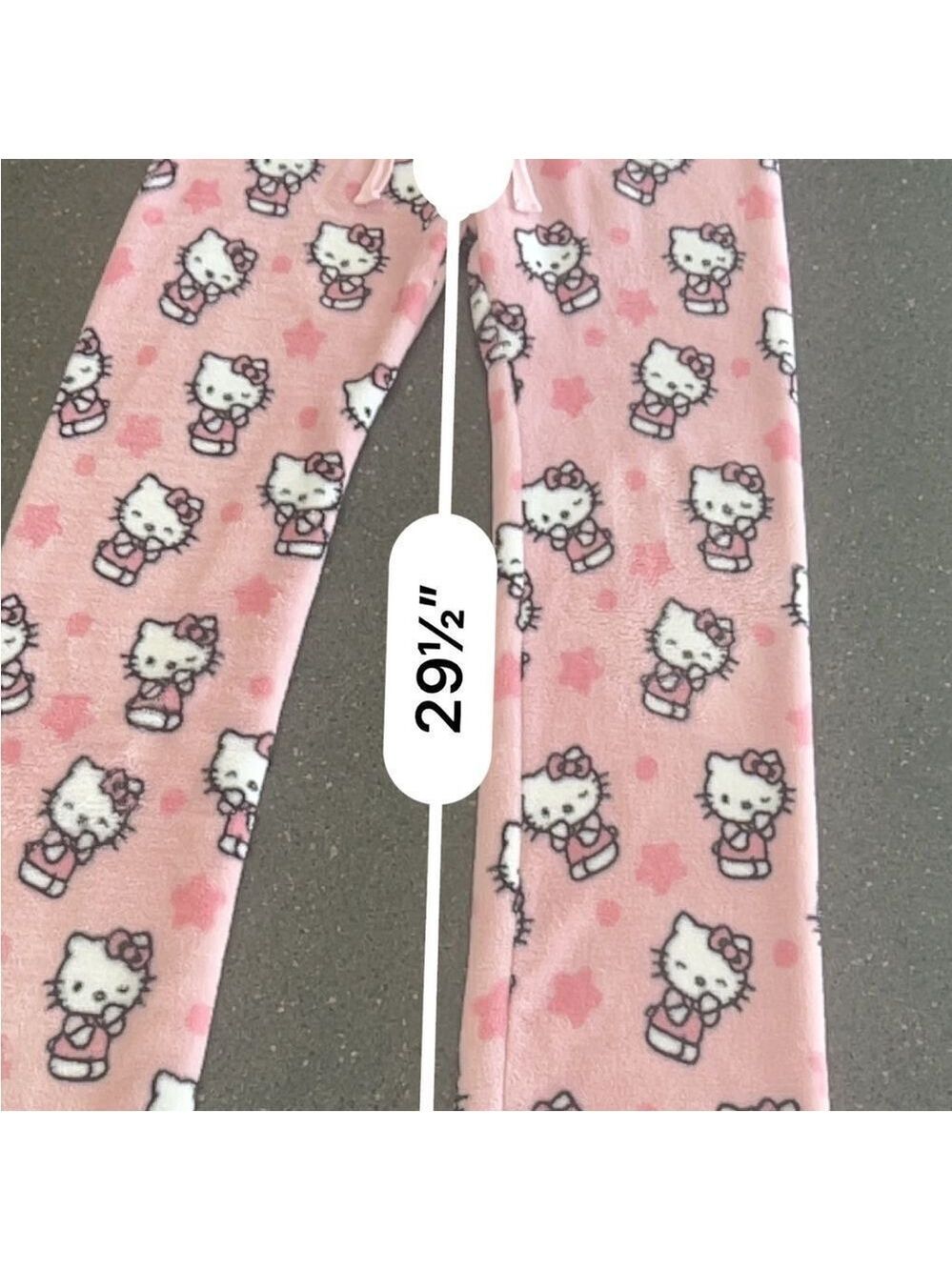 Hello Kitty Pink Cartoon Pajama Bottoms size M junior - Picture 4 of 6